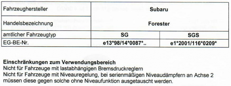 Austauschfedern Hinterachse HV-113138 für Subaru Forester